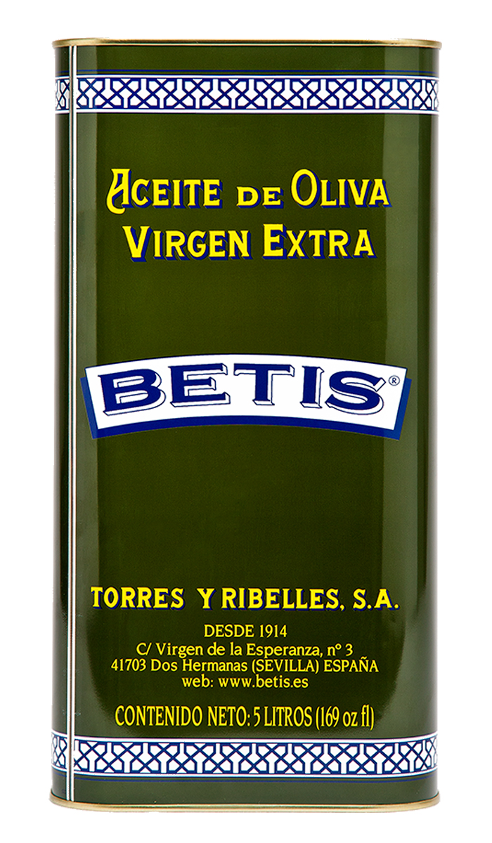 Caja de 4 latas de 5 L de aceite de oliva virgen extra BETIS