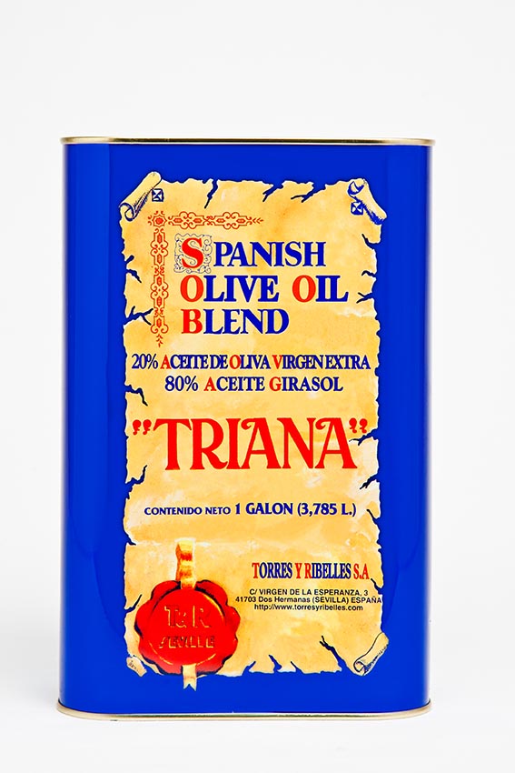Shrink-wrap tray of 4 tins of 1 G (3,785 L) of TRIANA “Spanish Olive Oil Blend” 