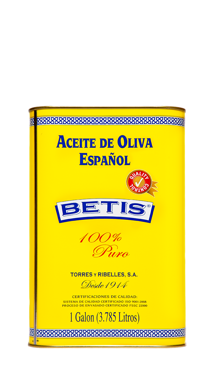Caja de 4 latas de 1 Galon (3,785 L) de aceite de oliva BETIS