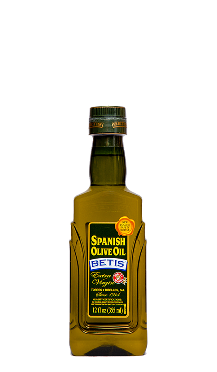 Caja de 12 botellas PET  12 fl oz (355 ml) de aceite de oliva virgen extra BETIS 