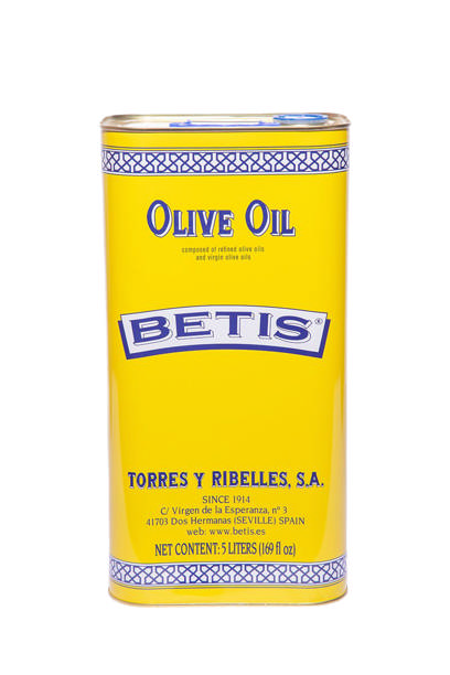 Caja de 4 latas de 5 L de aceite de oliva BETIS