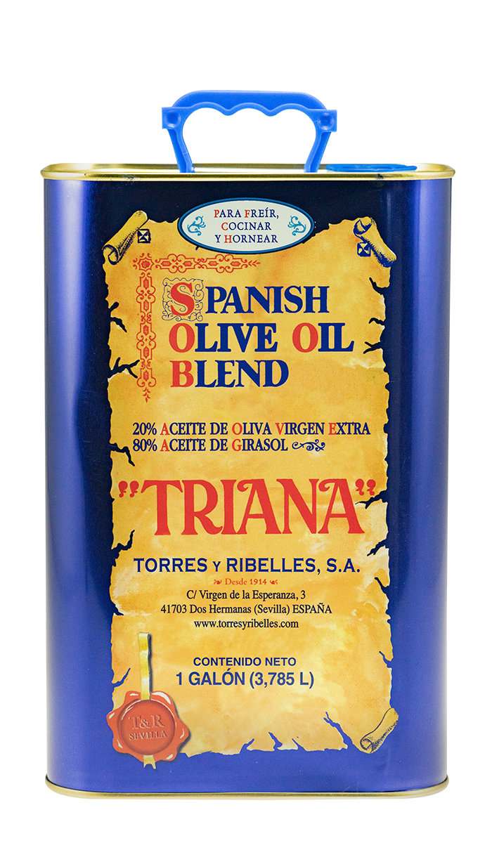 Shrink-wrap tray of 4 tins of 1 G (3,785 L) of TRIANA “Spanish Olive Oil Blend” 