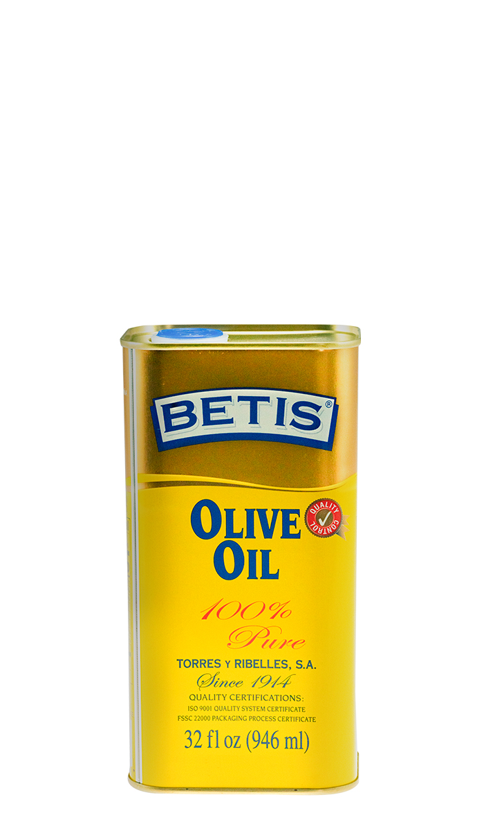 Caja de 12 latas de 1/4 Galon  (946 ml) de aceite de oliva BETIS