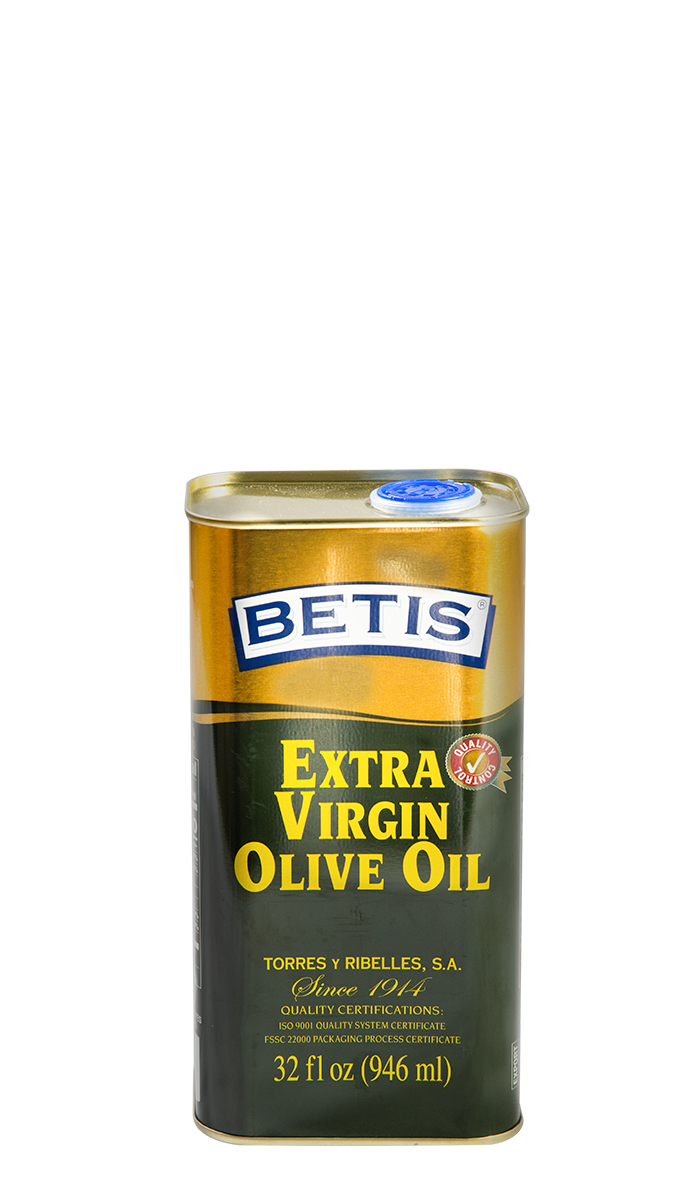 Caja de 12 latas de 1/4 Galon (946 ml) de aceite de oliva virgen extra BETIS