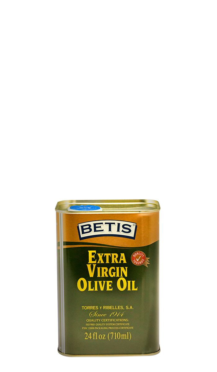 Case of 12 tins of 24 fl oz (710 ml) of BETIS extra virgin olive oil