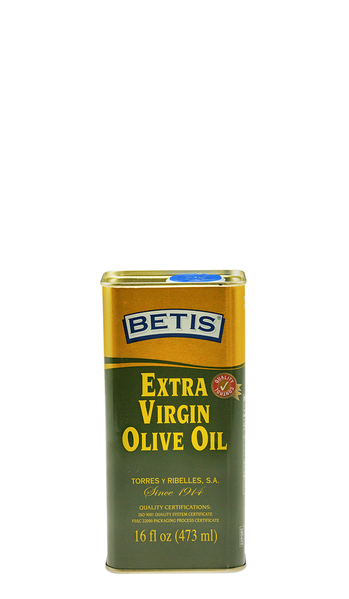 Caja de 25 latas de 1/8 Galon (473 ml) de aceite de oliva virgen extra BETIS