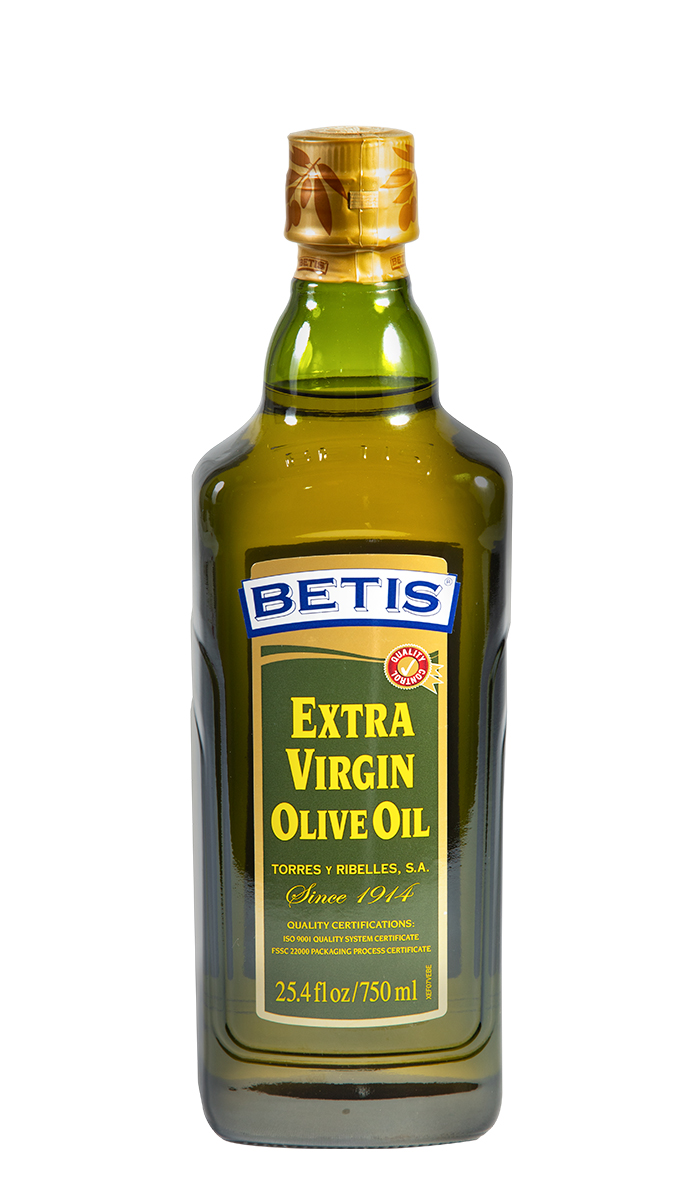 Caja de 12 botellas vidrio de 750 ml de aceite de oliva virgen extra BETIS