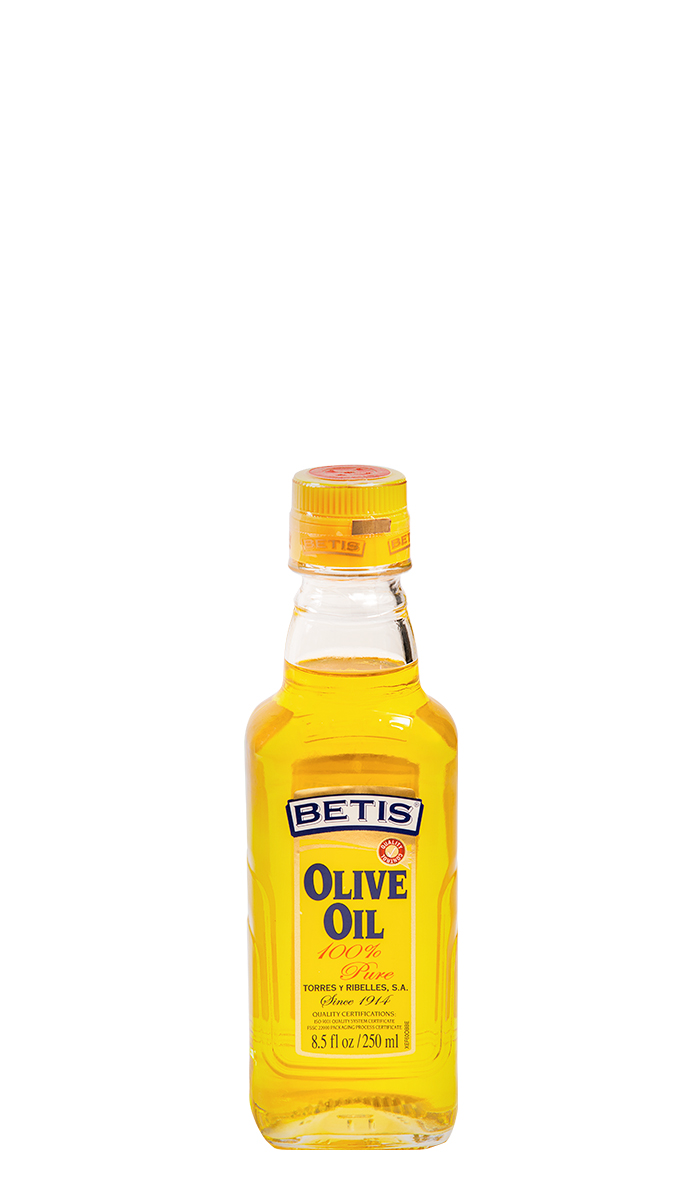 Caja de 24 botellas vidrio de 250 ml de aceite de oliva BETIS