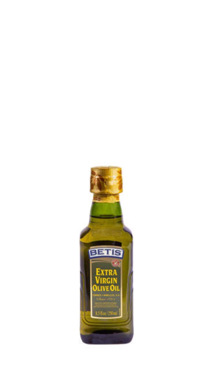 Caja de 24 botellas vidrio de 250 ml de aceite de oliva virgen extra BETIS