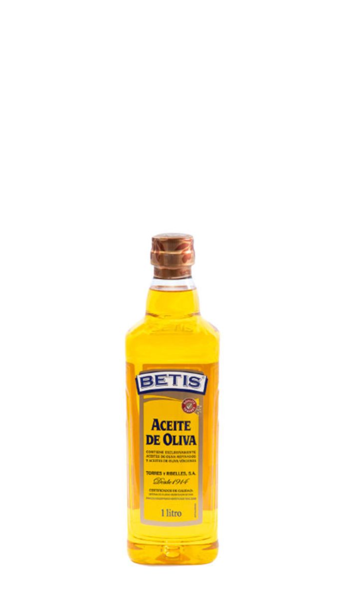 Caja de 12 botellas PET de 1 L de aceite de oliva BETIS 