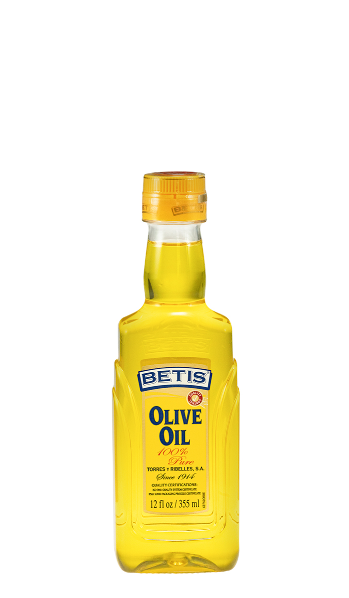Caja de 12 botellas PET de 12 fl oz (355 ml)  de aceite de oliva BETIS 