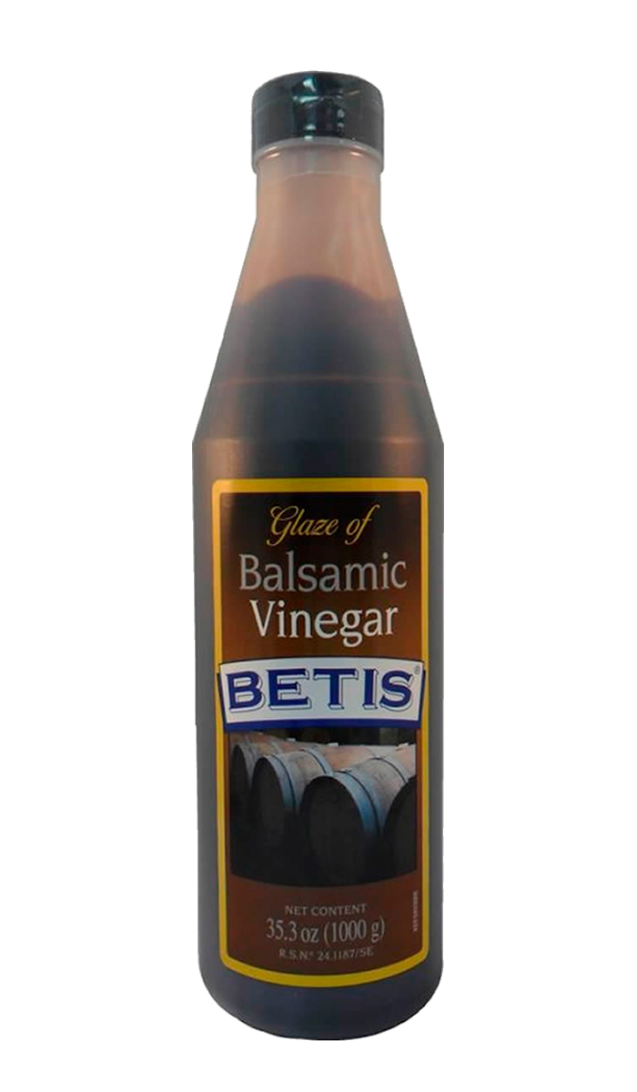 Caja de 6 botellas plástico de 1 kg de crema vinagre balsámico BETIS